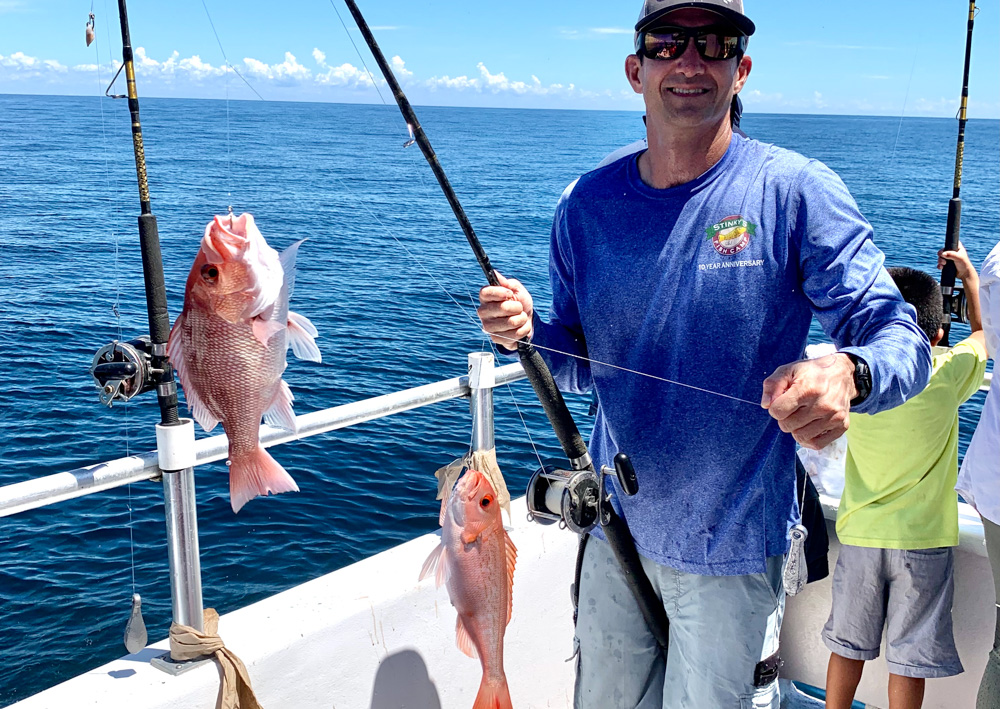 Catching snapper on the Vera Marie boat