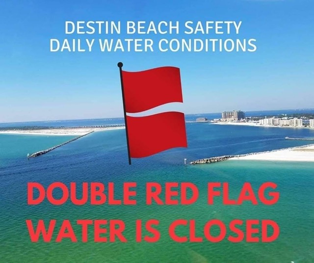 Double red beach flag warning in Destin