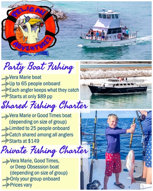 Deep Sea Fishing options in Destin including private charters, shared charters, and party boat options. One of our best beginner fishing tips is to start with a party boat trip