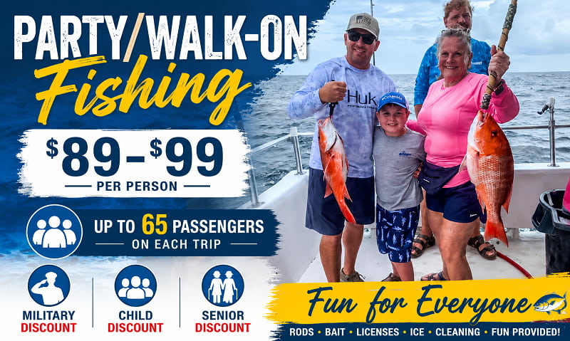 Party Walkon Headboat Fishing in Destin Florida 800