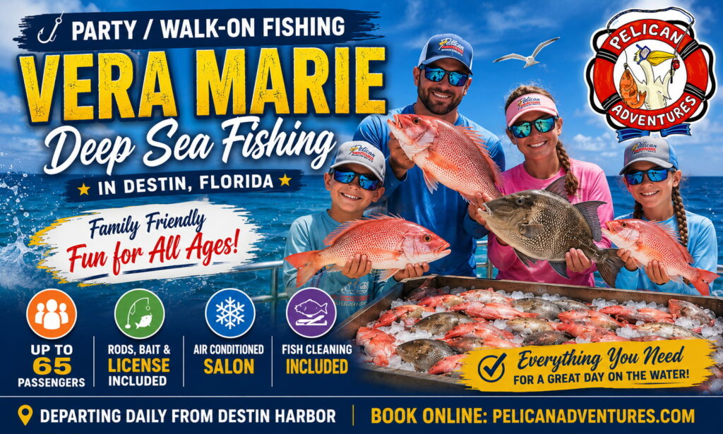 Party boat fishing in Destin Fl with Pelican Adventures on the Vera Marie